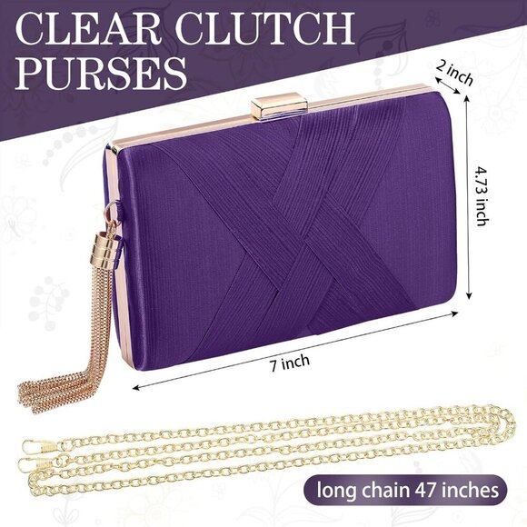Clutch Purses Velvet Polyester Evening Bag Jewelry Set for Wedding Party